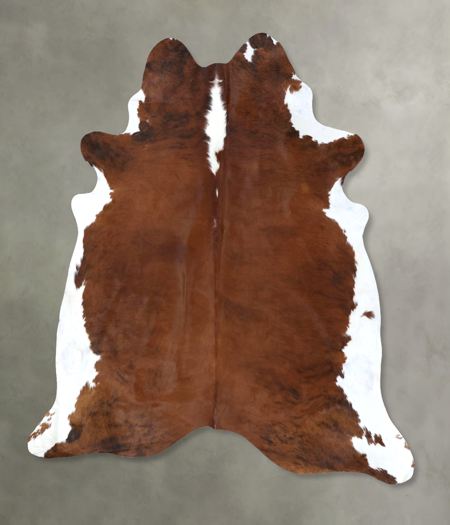 Brown and White Regular X-Large Brazilian Cowhide Rug 7'2"H x 6'8"W #B19290 by Hudson Hides