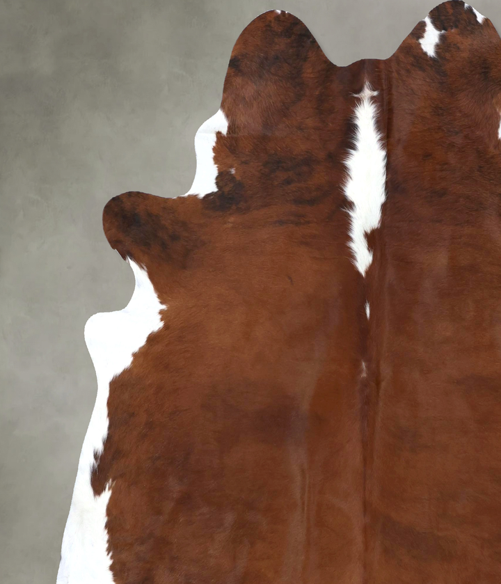 Brown and White Regular X-Large Brazilian Cowhide Rug 7'2"H x 6'8"W #B19290 by Hudson Hides
