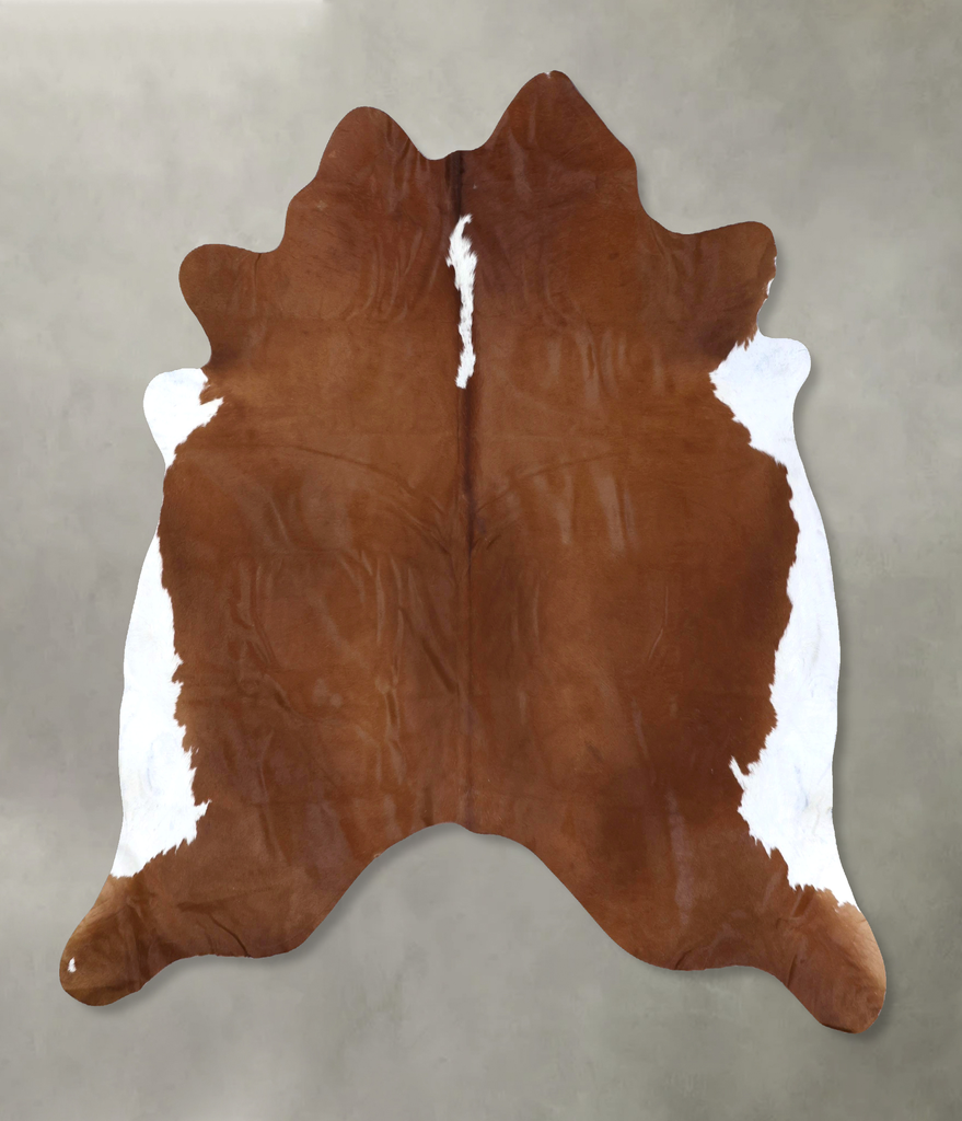 Brown and White Regular XX-Large Brazilian Cowhide Rug 7'7"H x 7'4"W #B19314 by Hudson Hides