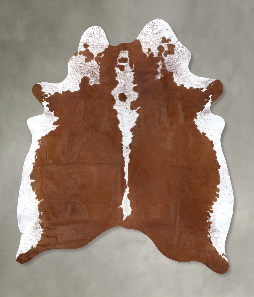Brown and White Regular X-Large Brazilian Cowhide Rug 7'11"H x 6'2"W #B19315 by Hudson Hides