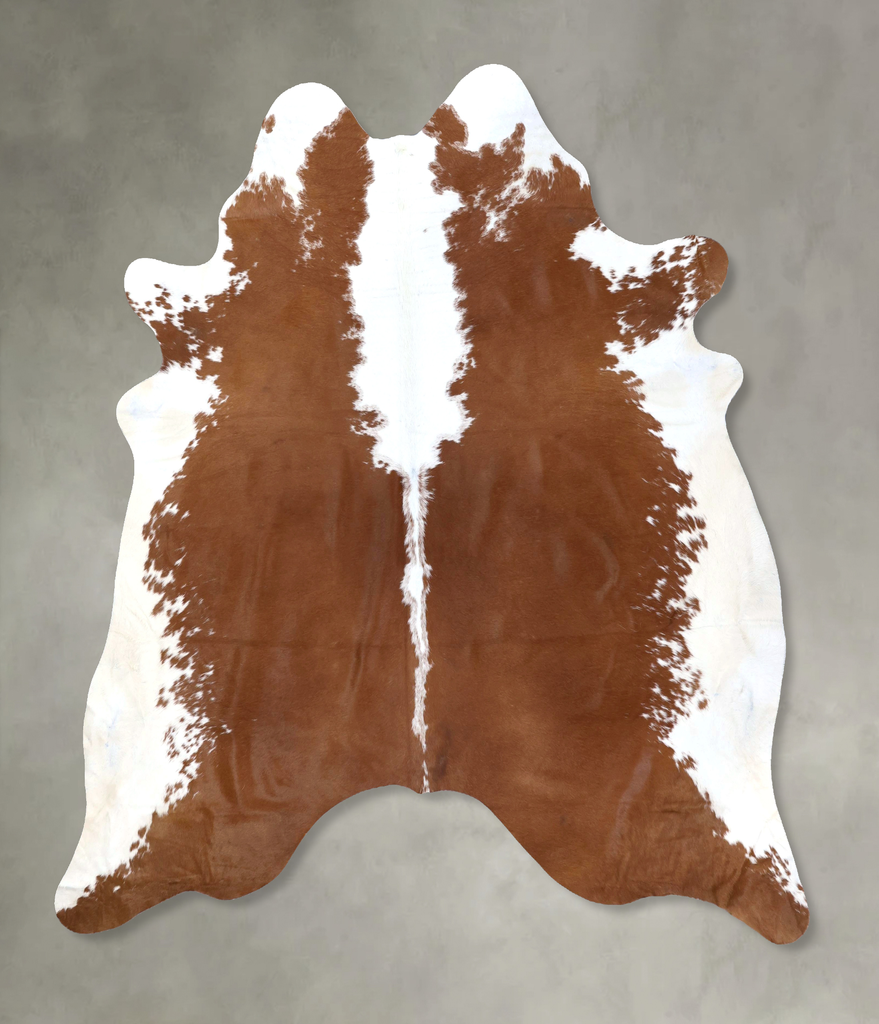 Brown and White Regular XX-Large Brazilian Cowhide Rug 7'11"H x 7'3"W #B19331 by Hudson Hides