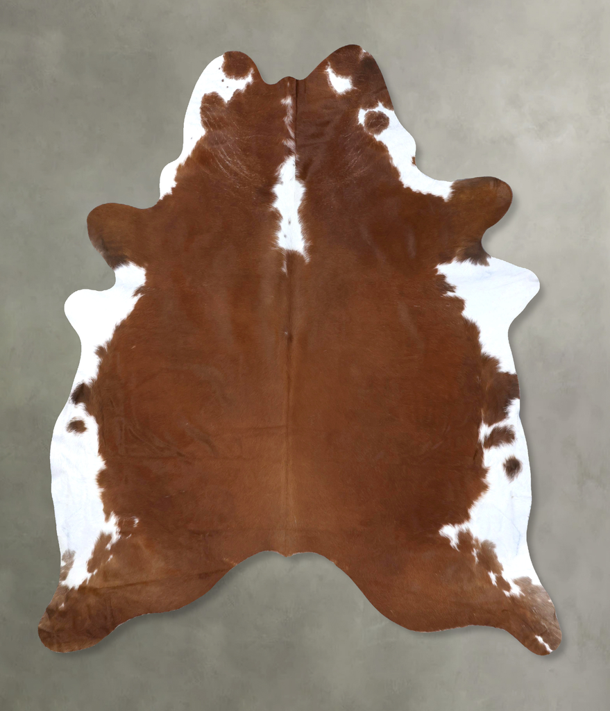 Brown and White Regular XX-Large Brazilian Cowhide Rug 8'1"H x 7'0"W #B19338 by Hudson Hides
