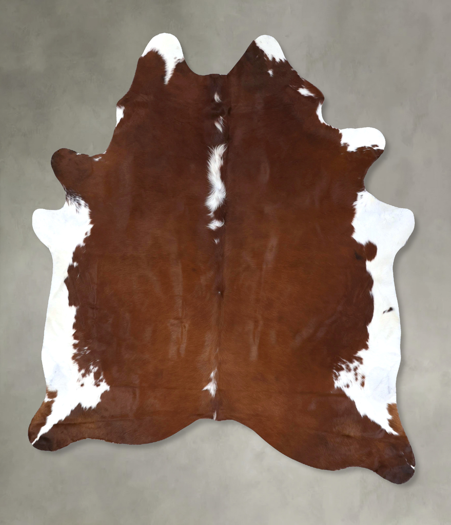 Brown and White Regular X-Large Brazilian Cowhide Rug 7'7"H x 6'2"W #B19344 by Hudson Hides