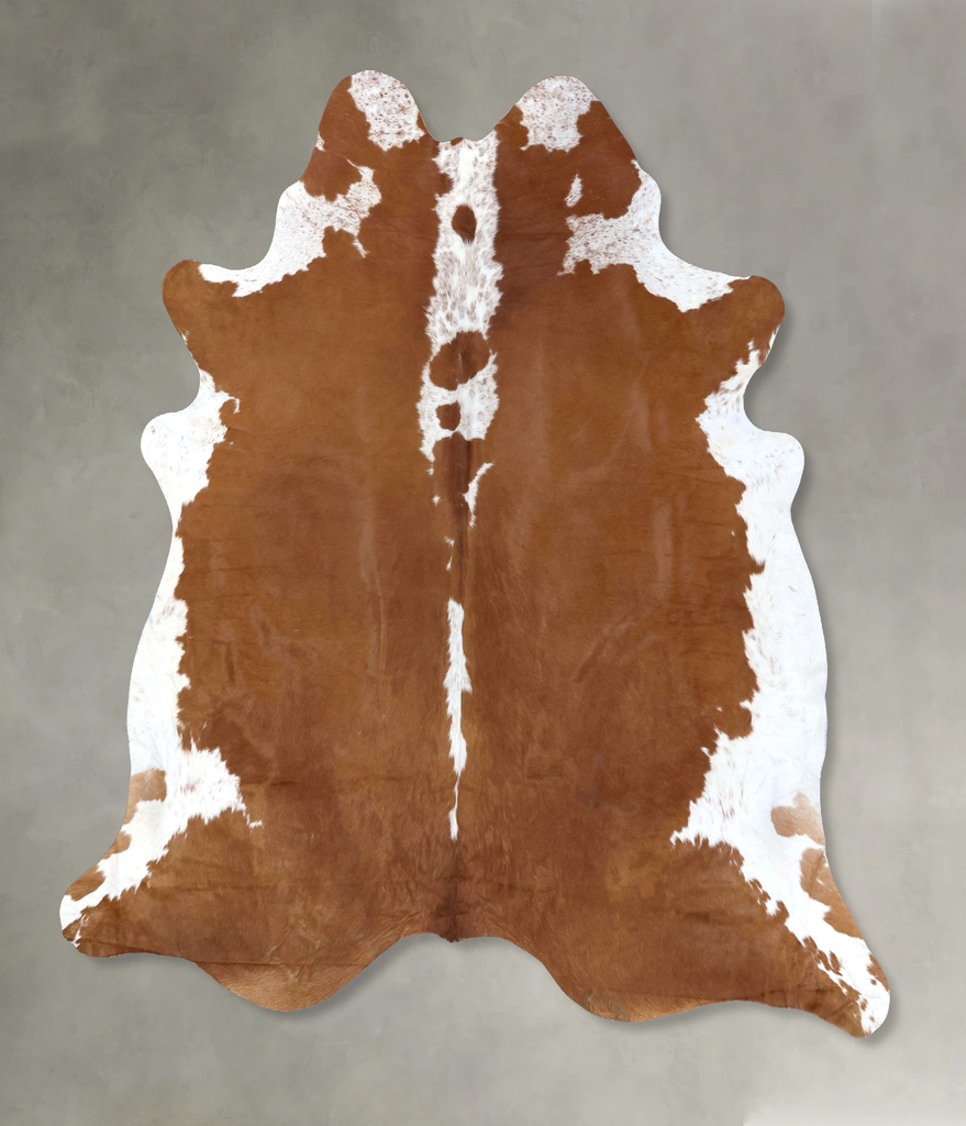 Brown and White Regular XX-Large Brazilian Cowhide Rug 7'4"H x 7'3"W #B19357 by Hudson Hides