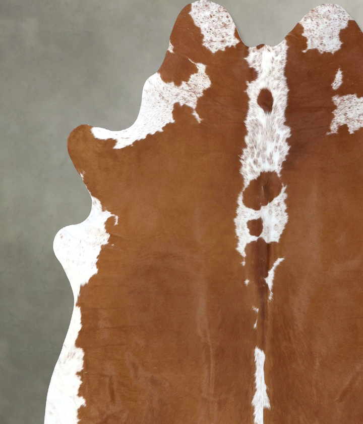 Brown and White Regular XX-Large Brazilian Cowhide Rug 7'4"H x 7'3"W #B19357 by Hudson Hides