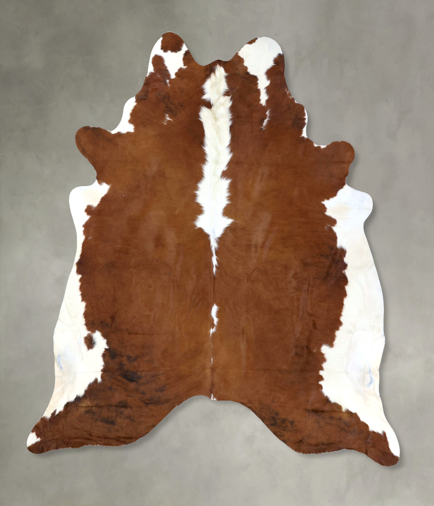 Brown and White Regular XX-Large Brazilian Cowhide Rug 8'1"H x 7'4"W #B19362 by Hudson Hides
