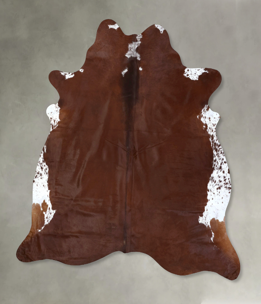 Brown and White Regular XX-Large Brazilian Cowhide Rug 7'6"H x 6'9"W #B19375 by Hudson Hides