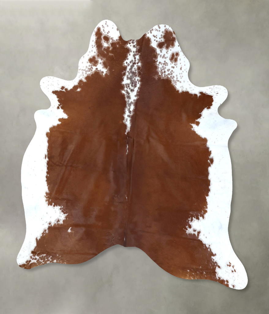 Brown and White Regular X-Large Brazilian Cowhide Rug 7'5"H x 6'4"W #B19377 by Hudson Hides