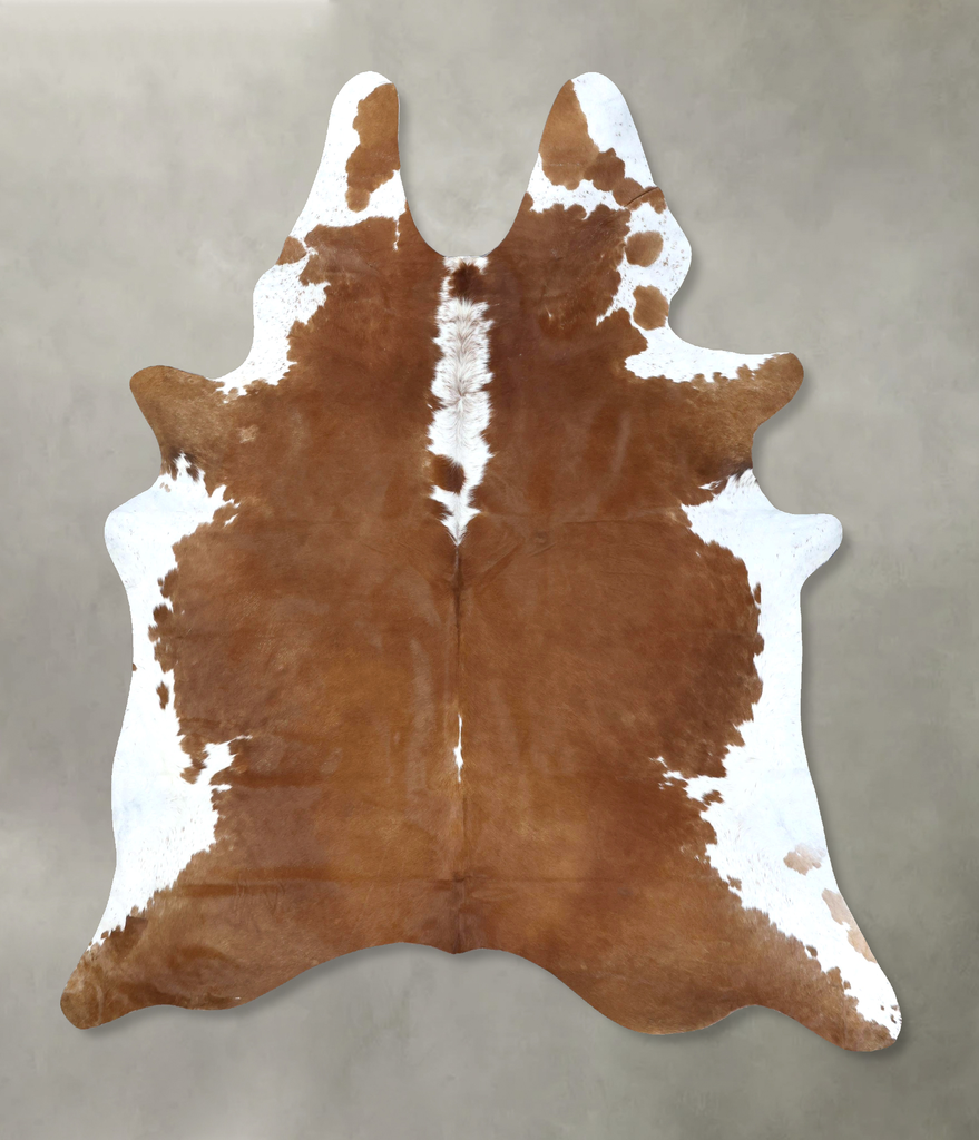 Brown and White Regular XX-Large Brazilian Cowhide Rug 8'2"H x 6'8"W #B19390 by Hudson Hides