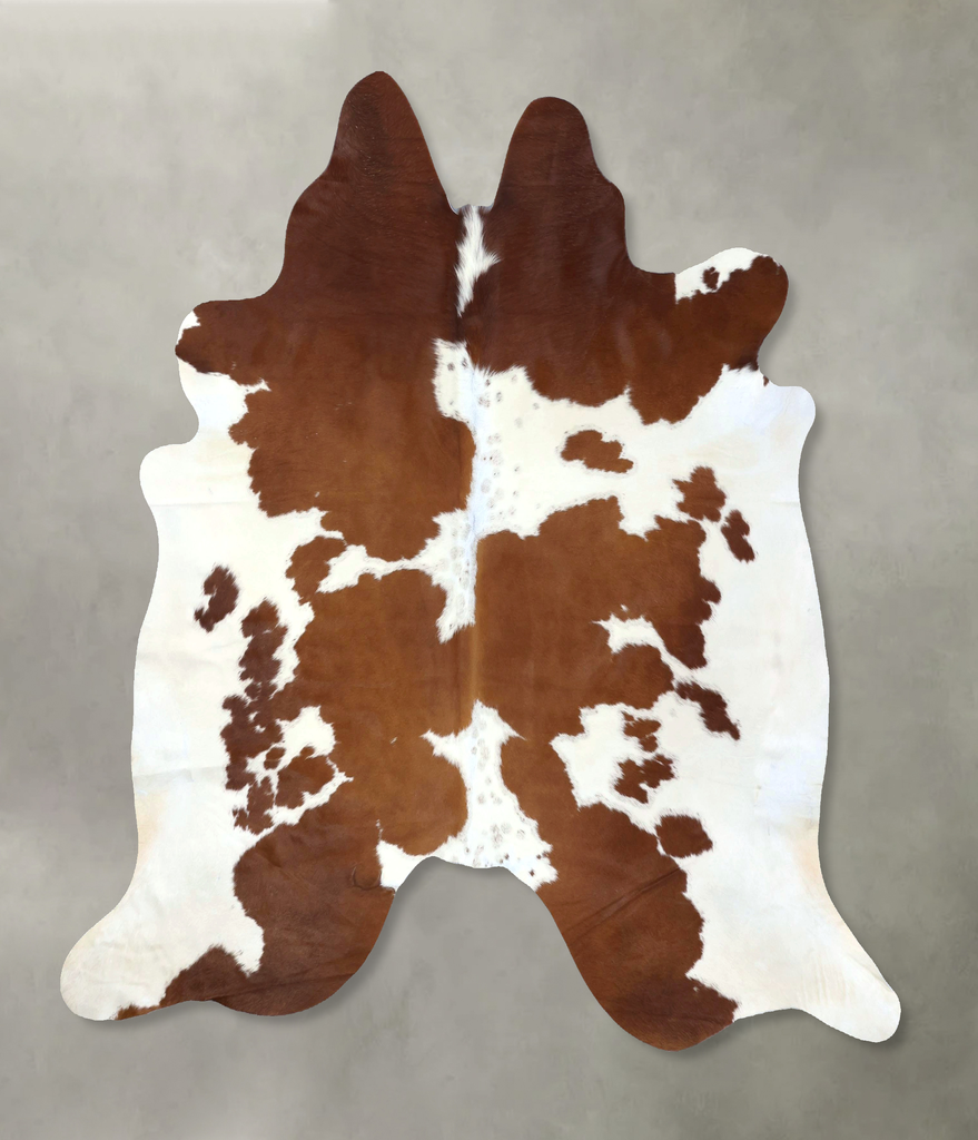 Brown and White X-Large Brazilian Cowhide Rug 6'10"H x 6'10"W #B19406 by Hudson Hides