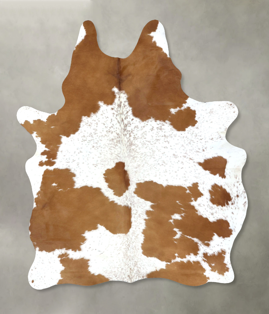 Beige and White X-Large Brazilian Cowhide Rug 7'9"H x 5'7"W #B19408 by Hudson Hides