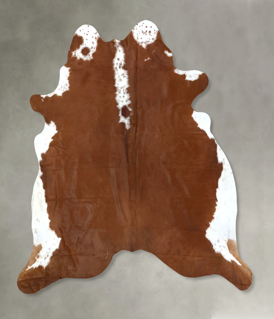 Brown and White Regular XX-Large Brazilian Cowhide Rug 8'3"H x 7'5"W #B19418 by Hudson Hides