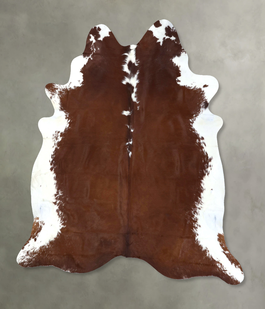 Brown and White Regular XX-Large Brazilian Cowhide Rug 7'10"H x 7'0"W #B19465 by Hudson Hides