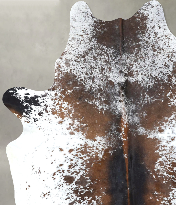 Salt and Pepper Brown X-Large Brazilian Cowhide Rug 7'7"H x 5'9"W #B19496 by Hudson Hides