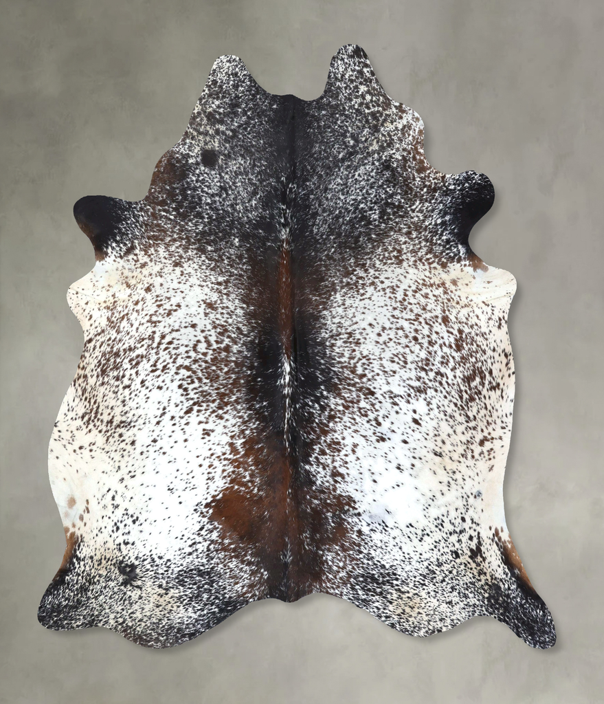 Salt and Pepper Brown X-Large Brazilian Cowhide Rug 7'5"H x 6'5"W #B19497 by Hudson Hides