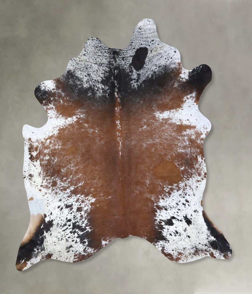Salt and Pepper Brown XX-Large Brazilian Cowhide Rug 7'8"H x 6'8"W #B19504 by Hudson Hides
