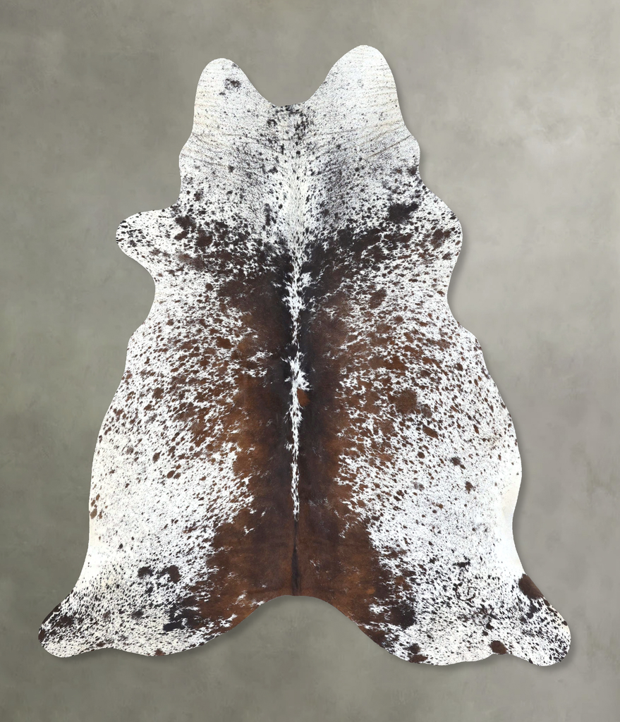 Salt and Pepper Brown X-Large Brazilian Cowhide Rug 7'4"H x 6'2"W #B19512 by Hudson Hides