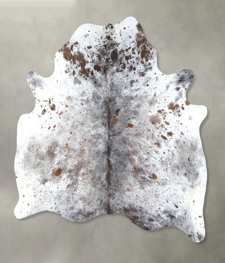 Salt and Pepper Brown Large Brazilian Cowhide Rug 6'5"H x 5'6"W #B19516 by Hudson Hides