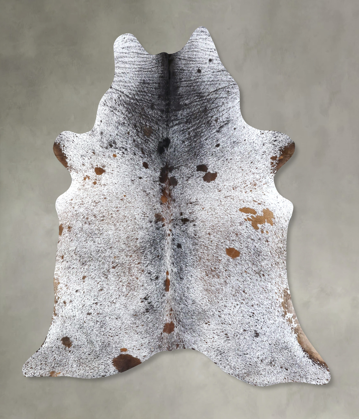 Salt and Pepper Brown XX-Large Brazilian Cowhide Rug 8'1"H x 6'8"W #B19525 by Hudson Hides