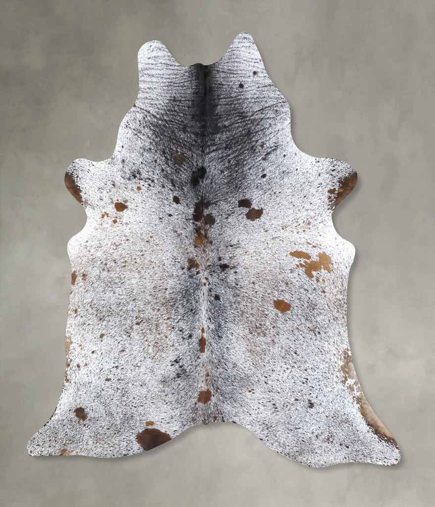 Salt and Pepper Brown XX-Large Brazilian Cowhide Rug 8'1"H x 6'8"W #B19525 by Hudson Hides