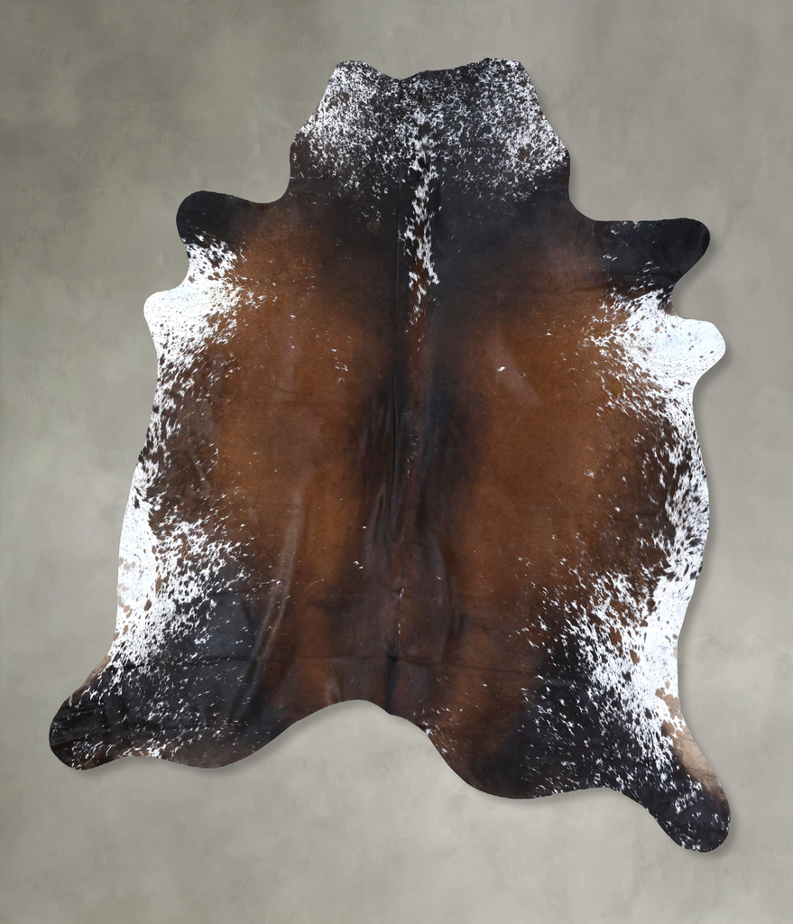 Salt and Pepper Brown XX-Large Brazilian Cowhide Rug 7'7"H x 6'9"W #B19528 by Hudson Hides