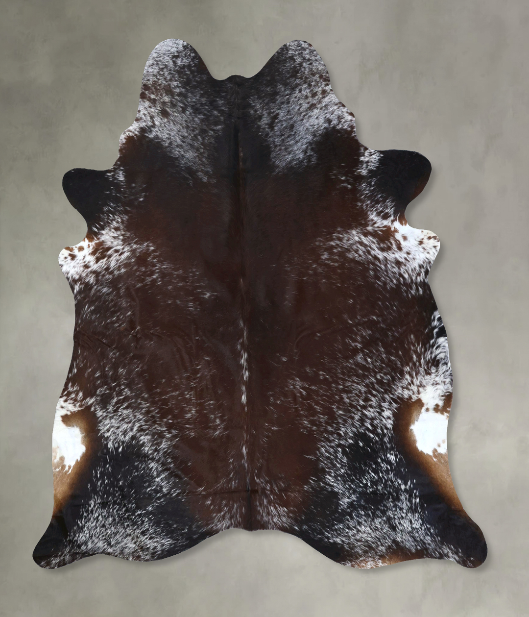 Salt and Pepper Brown XX-Large Brazilian Cowhide Rug 7'8"H x 6'9"W #B1