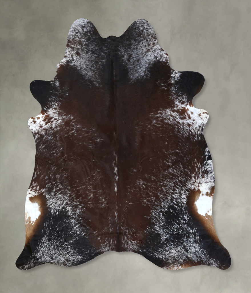 Salt and Pepper Brown XX-Large Brazilian Cowhide Rug 7'8"H x 6'9"W #B19537 by Hudson Hides