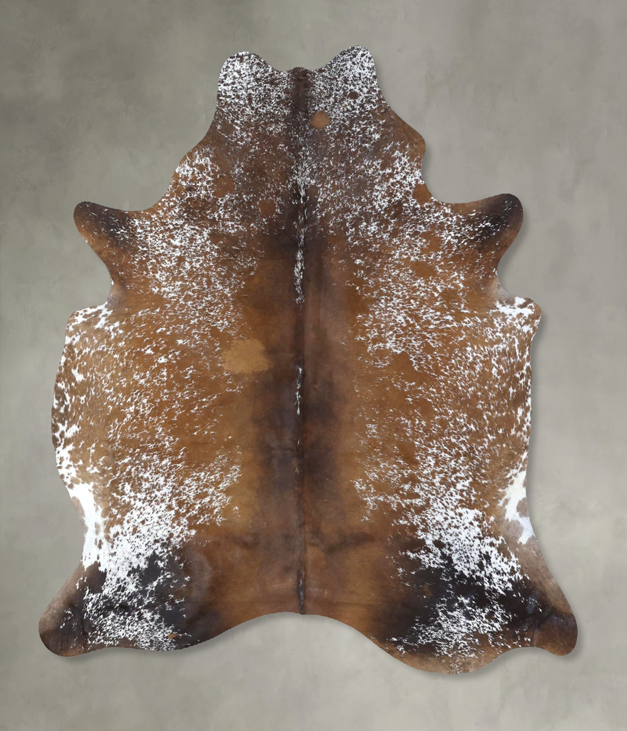 Salt and Pepper Brown Large Brazilian Cowhide Rug 6'3"H x 5'4"W #B19541 by Hudson Hides