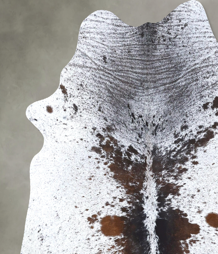 Salt and Pepper Brown X-Large Brazilian Cowhide Rug 6'10"H x 5'11"W #B19542 by Hudson Hides