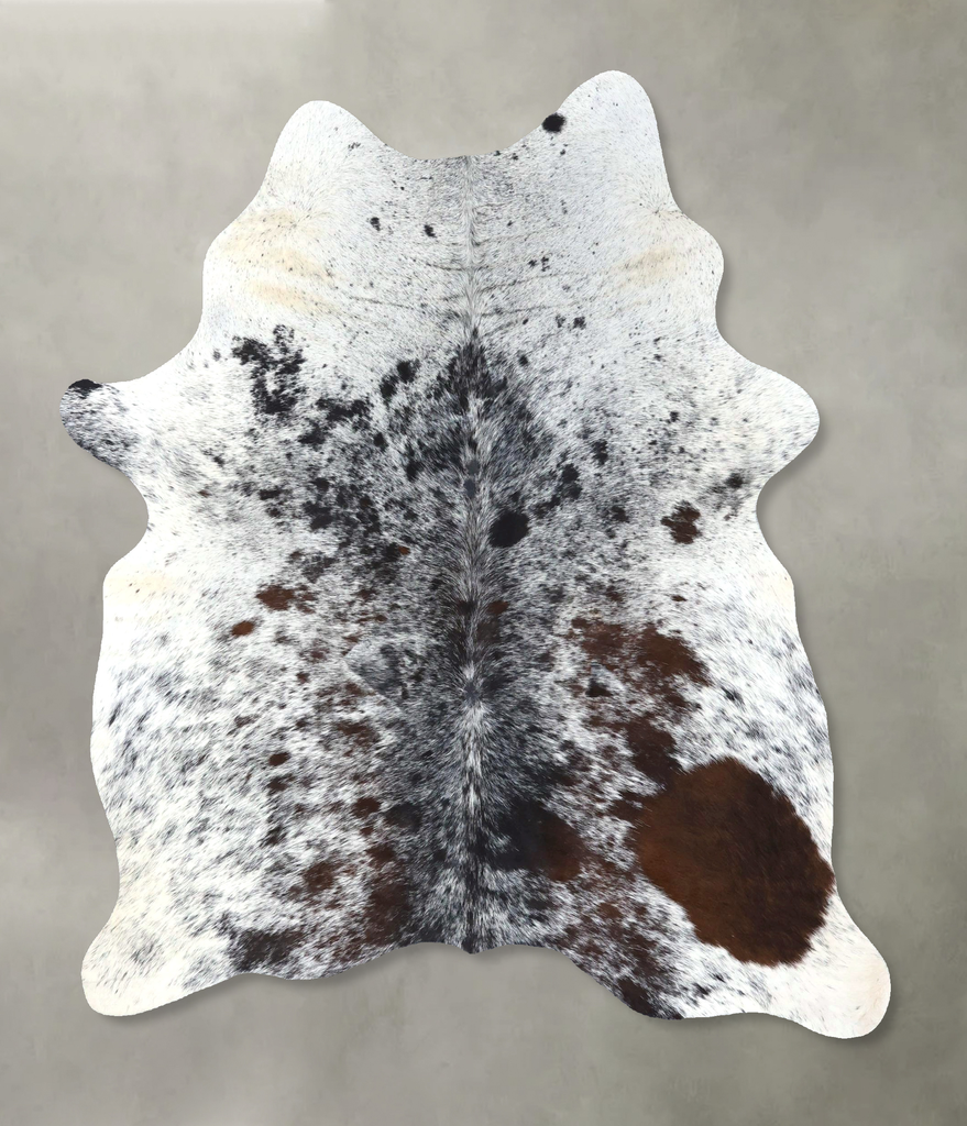 Salt and Pepper Brown Large Brazilian Cowhide Rug 6'4"H x 4'9"W #B19543 by Hudson Hides
