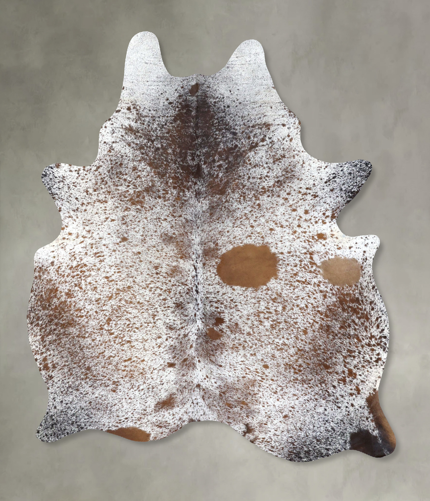 Salt and Pepper Brown X-Large Brazilian Cowhide Rug 7'8"H x 5'11"W #B19550 by Hudson Hides