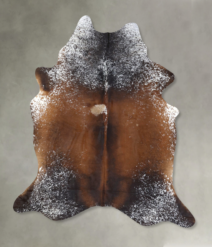 Salt and Pepper Brown X-Large Brazilian Cowhide Rug 7'8"H x 6'6"W #B19554 by Hudson Hides