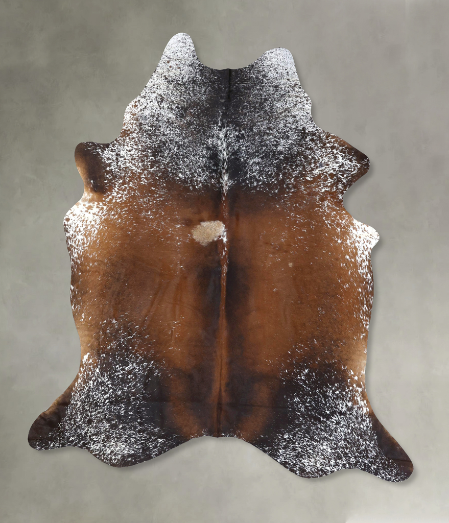 Salt and Pepper Brown X-Large Brazilian Cowhide Rug 7'8"H x 6'6"W #B19554 by Hudson Hides