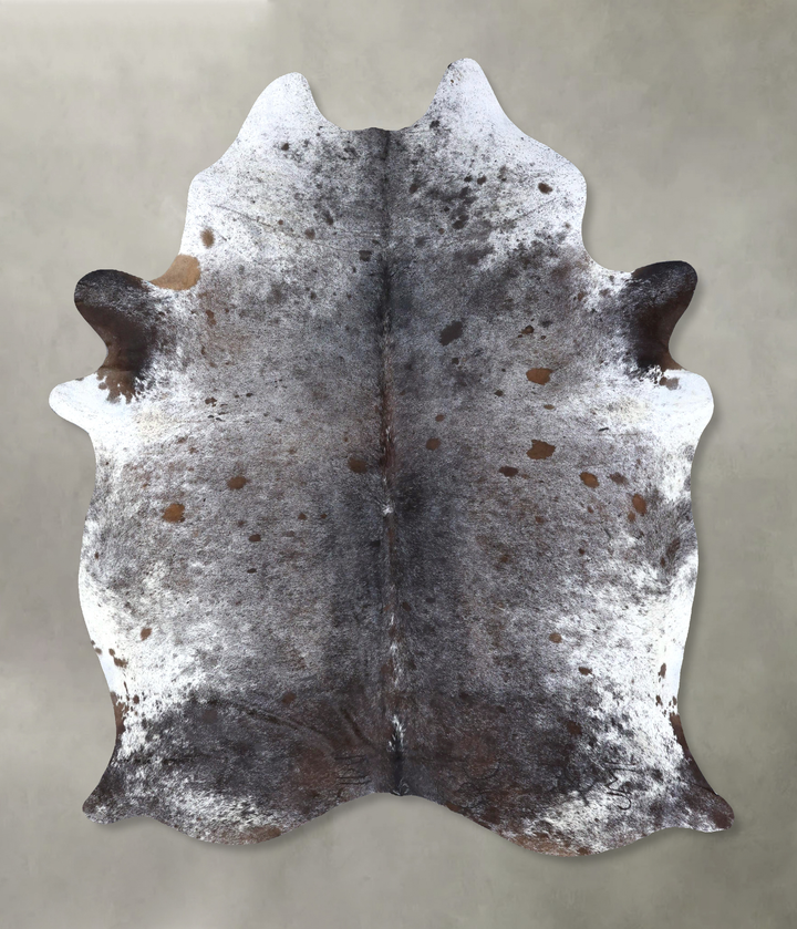 Salt and Pepper Black XX-Large Brazilian Cowhide Rug 8'1"H x 6'7"W #B19557 by Hudson Hides