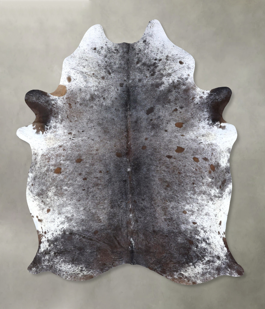 Salt and Pepper Black XX-Large Brazilian Cowhide Rug 8'1"H x 6'7"W #B19557 by Hudson Hides