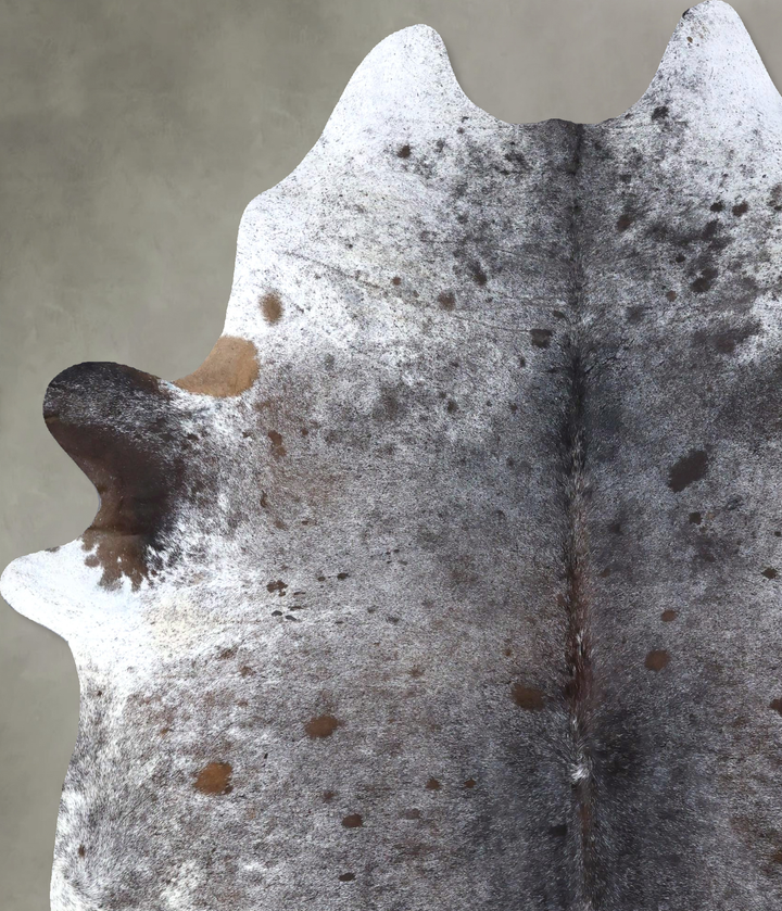 Salt and Pepper Black XX-Large Brazilian Cowhide Rug 8'1"H x 6'7"W #B19557 by Hudson Hides