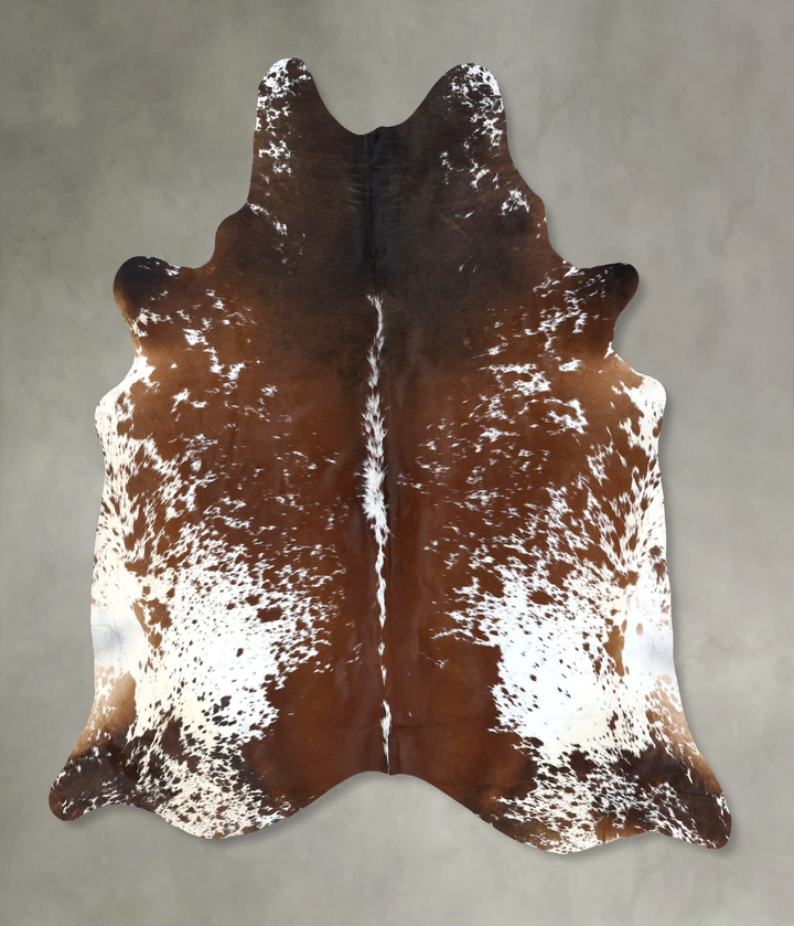 Salt and Pepper Brown X-Large Brazilian Cowhide Rug 7'1"H x 6'8"W #B19564 by Hudson Hides