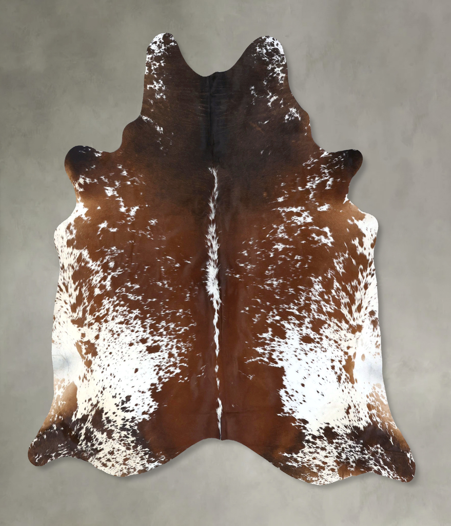 Salt and Pepper Brown X-Large Brazilian Cowhide Rug 7'1"H x 6'8"W #B19564 by Hudson Hides