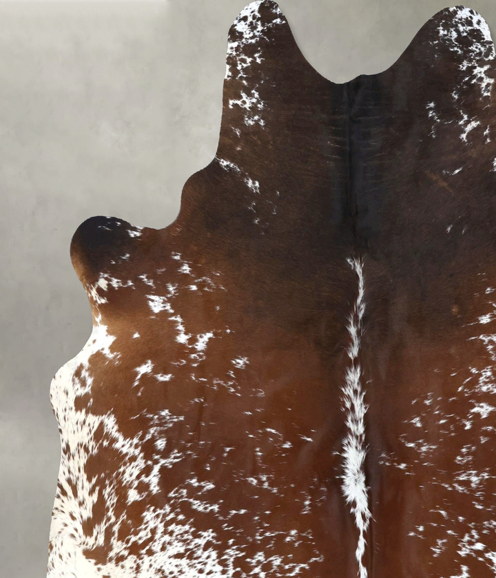 Salt and Pepper Brown X-Large Brazilian Cowhide Rug 7'1"H x 6'8"W #B19564 by Hudson Hides