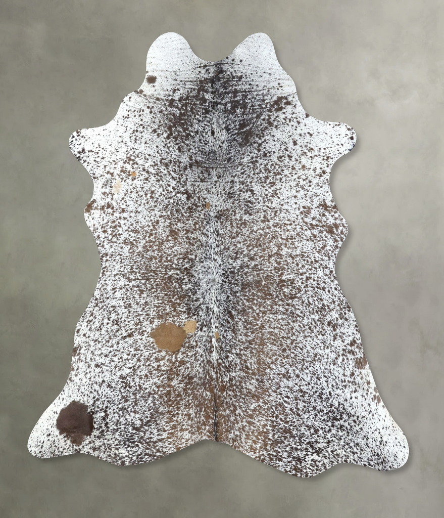 Salt and Pepper Brown X-Large Brazilian Cowhide Rug 6'10"H x 5'11"W #B19584 by Hudson Hides