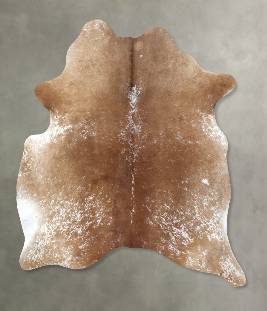Salt and Pepper Brown Large Brazilian Cowhide Rug 6'1"H x 5'0"W #B19595 by Hudson Hides
