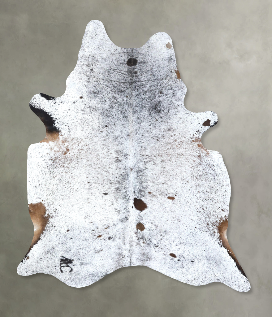 Salt and Pepper Brown X-Large Brazilian Cowhide Rug 8'1"H x 6'2"W #B19608 by Hudson Hides