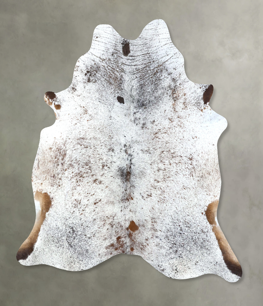 Salt and Pepper Brown X-Large Brazilian Cowhide Rug 7'0"H x 5'11"W #B19613 by Hudson Hides