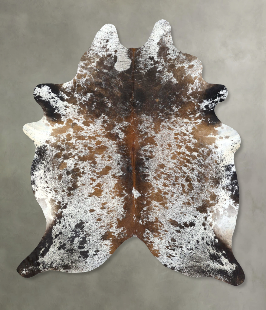 Salt and Pepper Brown X-Large Brazilian Cowhide Rug 7'11"H x 6'2"W #B19619 by Hudson Hides