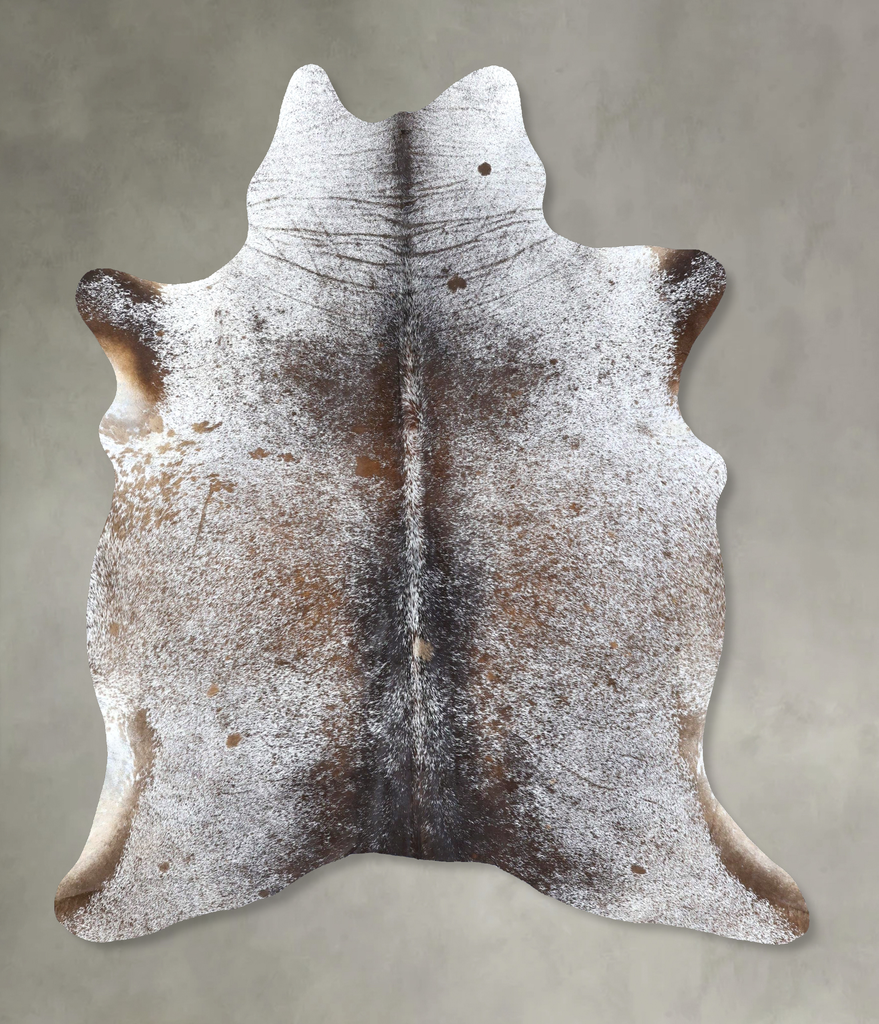 Salt and Pepper Brown X-Large Brazilian Cowhide Rug 7'4"H x 6'2"W #B19622 by Hudson Hides