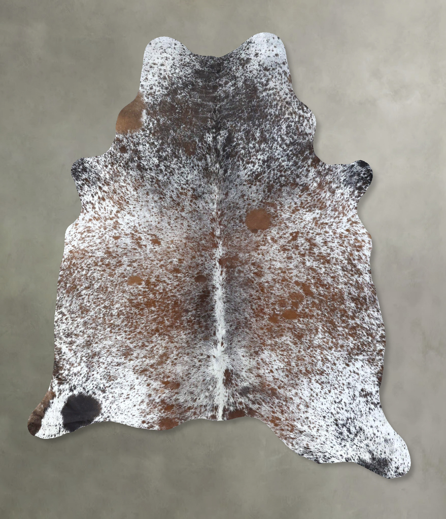 Salt and Pepper Brown Large Brazilian Cowhide Rug 6'8"H x 5'7"W #B19640 by Hudson Hides