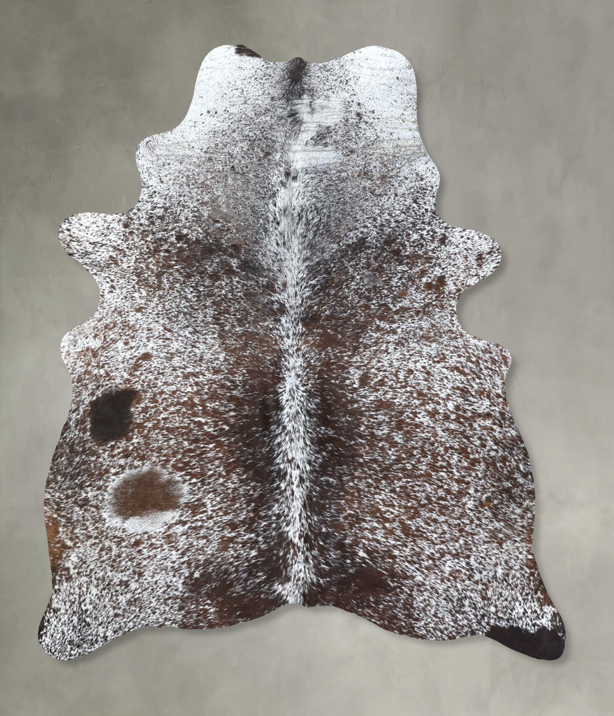 Salt and Pepper Brown Large Brazilian Cowhide Rug 6'7"H x 5'3"W #B19642 by Hudson Hides