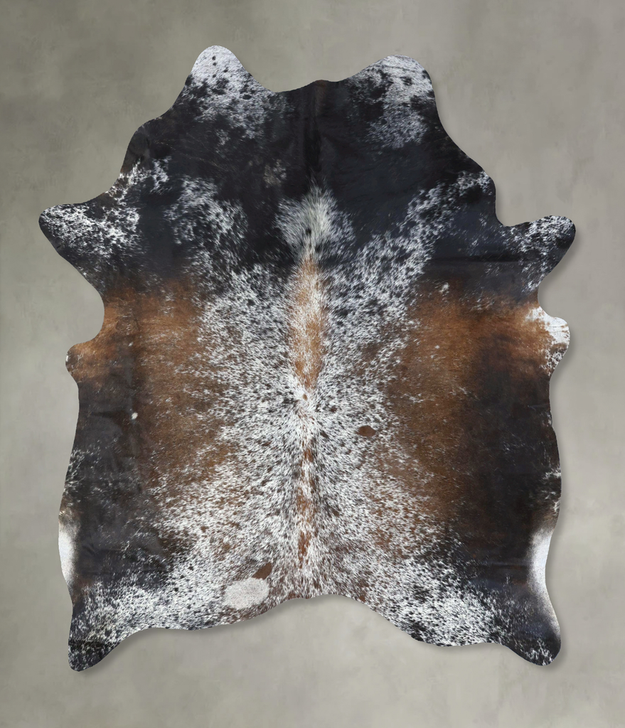 Salt and Pepper Brown X-Large Brazilian Cowhide Rug 7'3"H x 5'11"W #B19648 by Hudson Hides