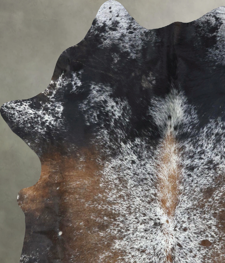 Salt and Pepper Brown X-Large Brazilian Cowhide Rug 7'3"H x 5'11"W #B19648 by Hudson Hides