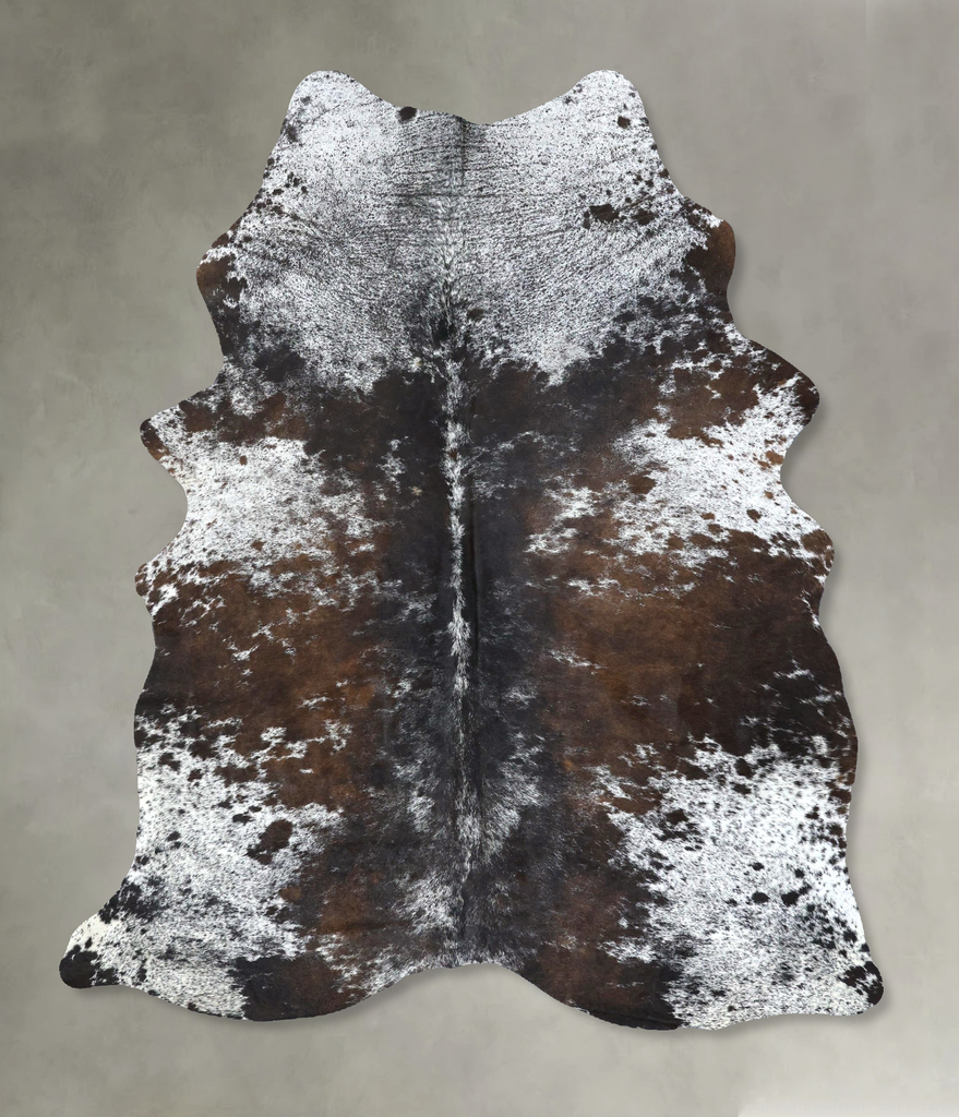 Salt and Pepper Brown Large Brazilian Cowhide Rug 7'1"H x 5'1"W #B19665 by Hudson Hides
